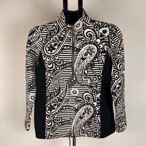 Jones New York Signature Paisley Half Zip Top Size S
